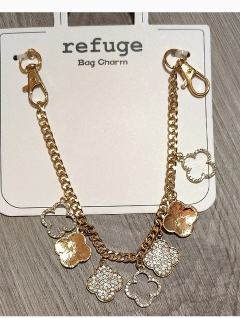 2 For $20🆕Gold Clovers & Bling  Bag Charm NWT